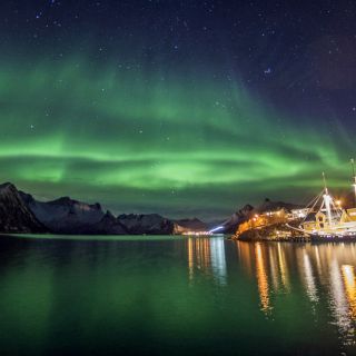 Nordlichter vor der Küste Norwegens