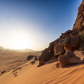 Sonnenuntergang in der Wüste, Wadi Rum