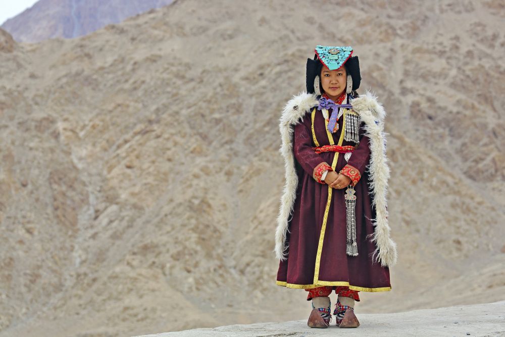 Ladakhi in traditioneller Tracht