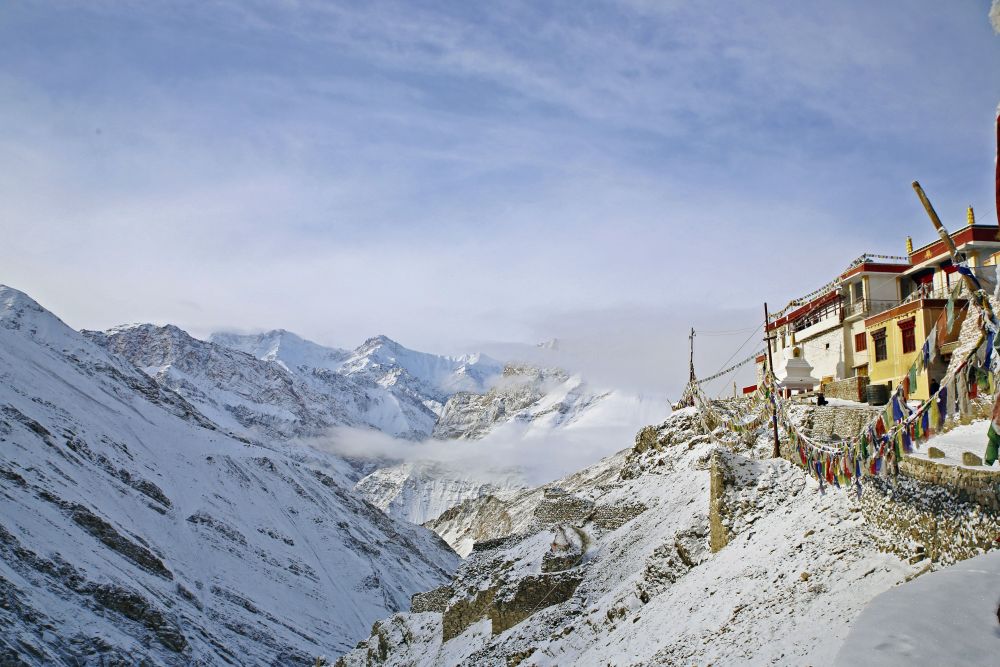 Kloster Temisgam (Themisgam) in Ladakh im Winter