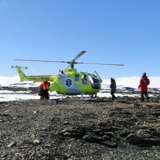 Helikopterlandung in der Antarktis