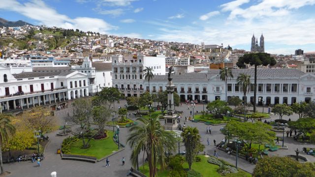 Blick auf den Hauptplatz von Quito