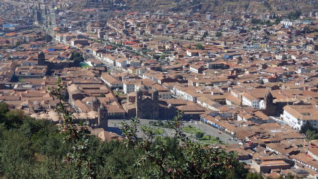 Blick von Sacsayhuaman auf Cusco