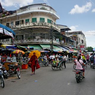 Straßenszene im Herzen Phnom Penhs