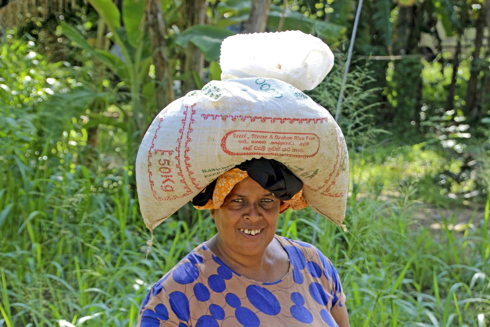 Einheimische Frau während Wanderung in Sigiriya