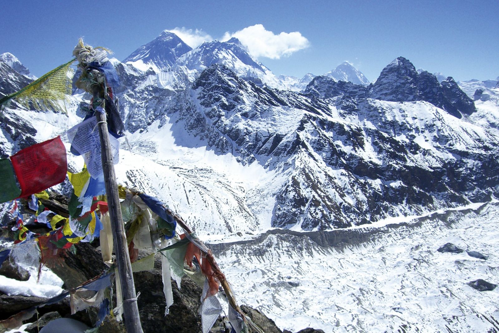 Blick vom Gokyo Ri auf Everest und Makalu