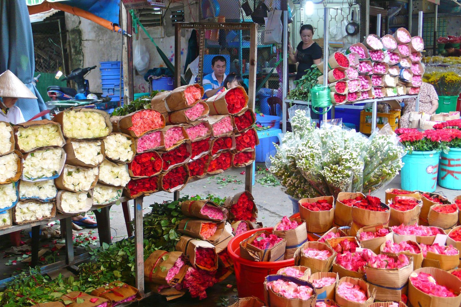 Auf dem Blumenmarkt von Hanoi