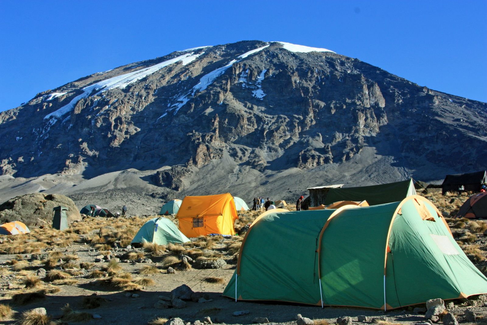 Blick zum Kilimanjaro vom Karanga Camp (4030 m).