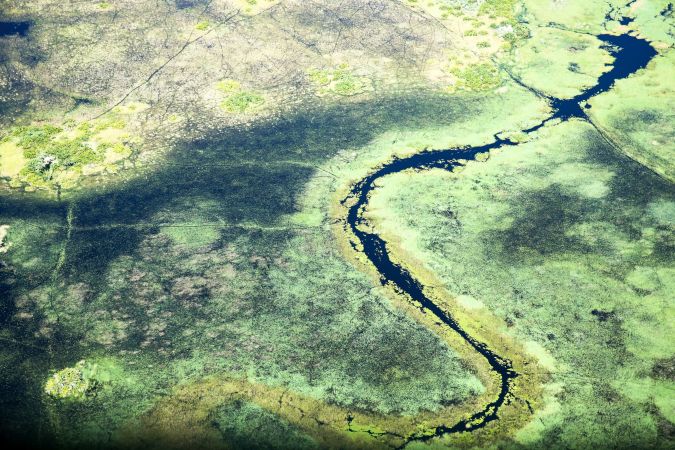Luftaufnahme vom Okavango-Delta © Diamir