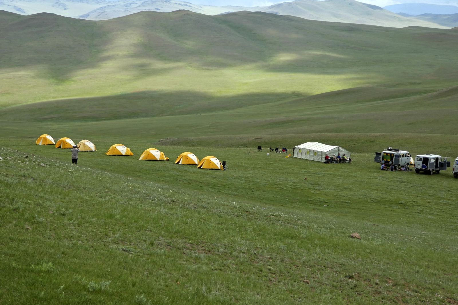Camp inmitten der Steppe