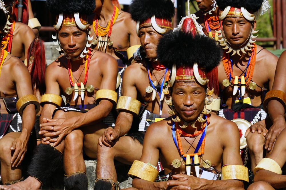 die Kopfjäger der Konyak Ethnie auf dem Hornbill Festival in Kohima