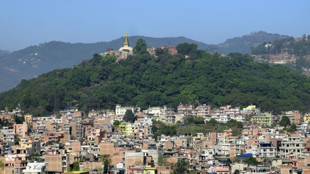 Blick auf Kathmandu und die Tempelanlage Swayambhunath