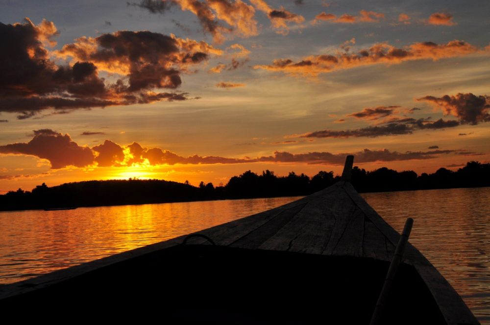 Sonnenuntergang über dem Mekong