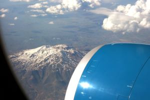Aragats in Armenien beim Überflug