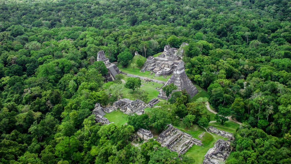 Die riesige Anlage von Tikal aus der Luft