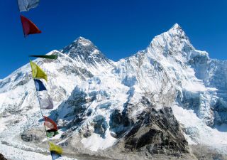 Ausblick vom Kala Pattar auf das Trio Nuptse, Everest und Lhotse