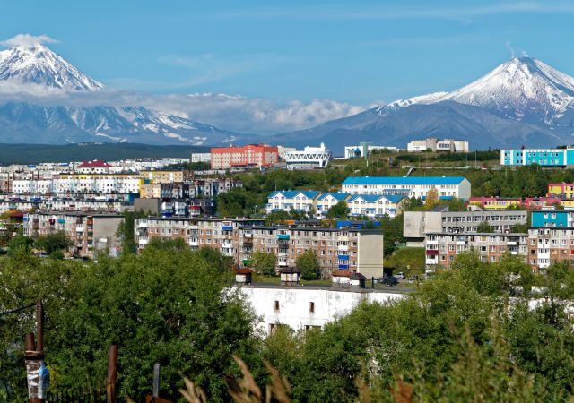 Blick über Petropawlowsk-Kamtschatski