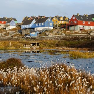 Grönländische Häuser leuchten in allen Farben