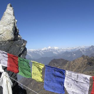Blick vom Mirgin-La-Pass in Richtung Everest