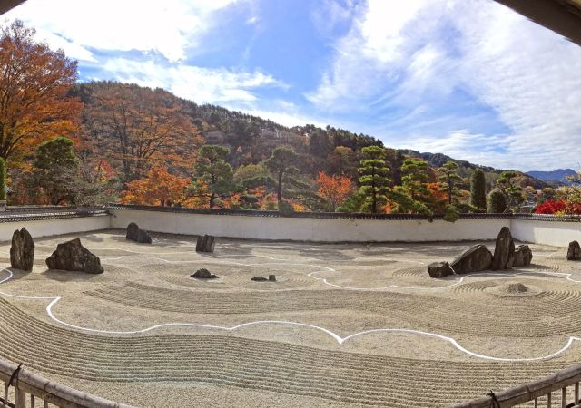Panorama des Steingartens im Konzen-ji Tempel in Kiso Fukushiima