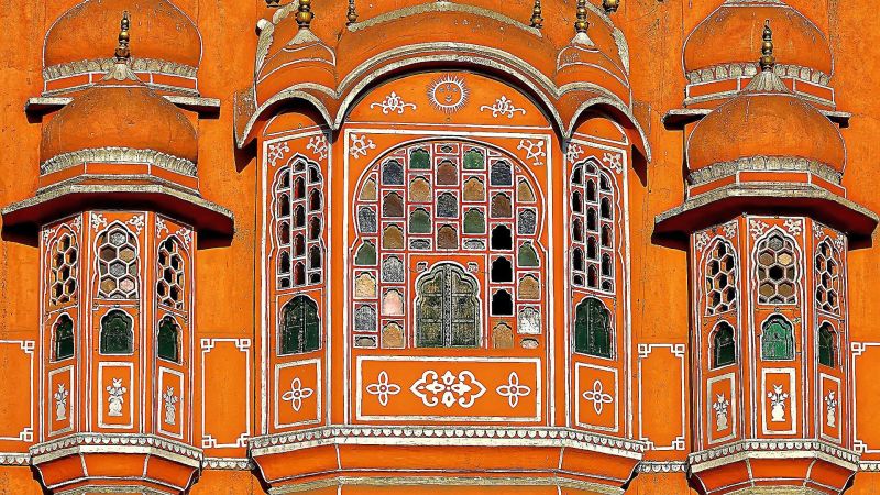 Palast der Winde (Hawa Mahal) in Jaipur – Detail Fassade