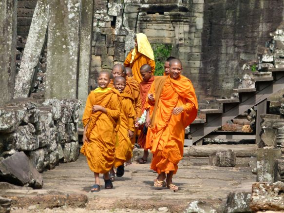 Lachende Mönche in Angkor