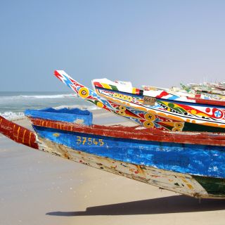 Bunte Fischerboote in Nouakchott