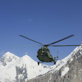 Landung des Hubschraubers im BC