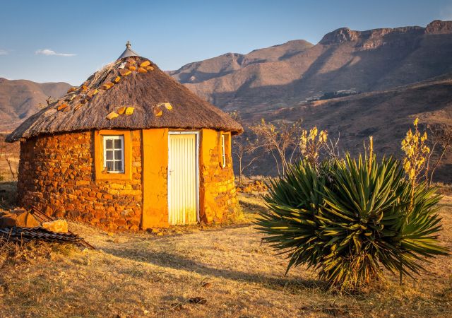 Traditionelle Hütte in Malealea, Lesotho