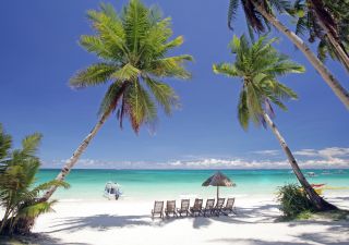 Sandstrand mit Palmen von Boracay