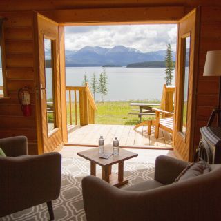 Blick aus einer Cabin des Southern Lakes Resort