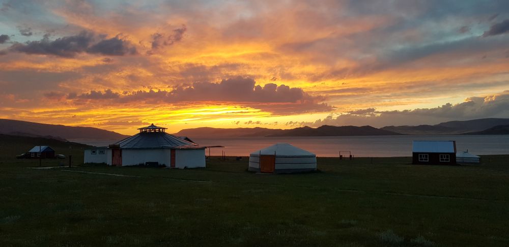 Sonnenuntergang im Ger-Camp am Schwarzen See