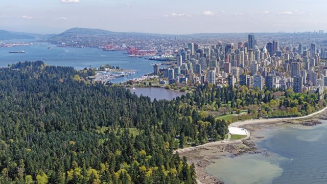 Luftansicht von Vancouver mit Stanley Park