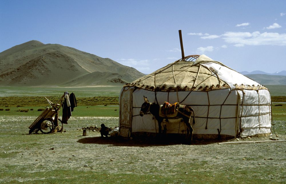 Typisch zentralasiatisches Jurtenlager am Muztagh Ata.
