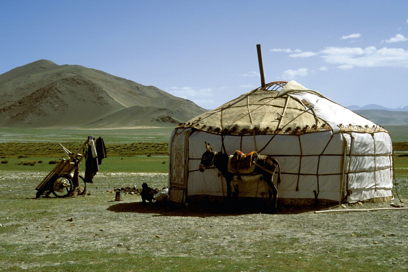 Typisch zentralasiatisches Jurtenlager am Muztagh Ata.