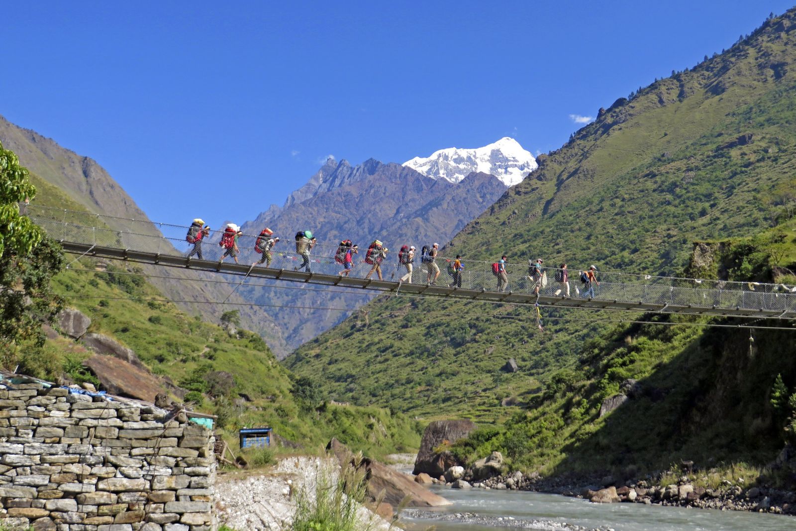 Hängebrücke vor Shingri Himal