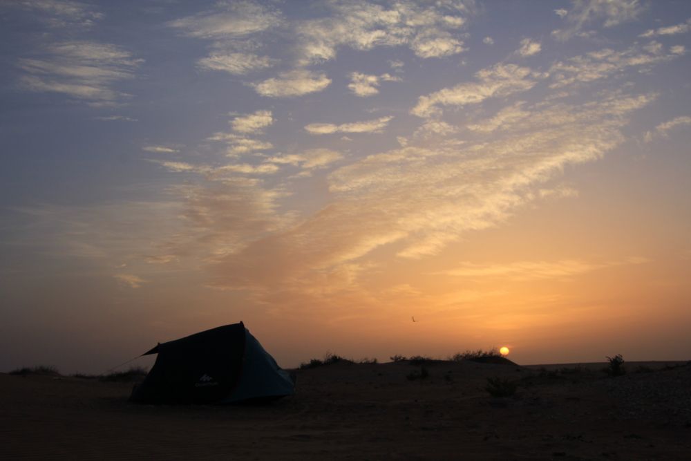 Das letzte Zeltcamp bei Sonnenaufgang