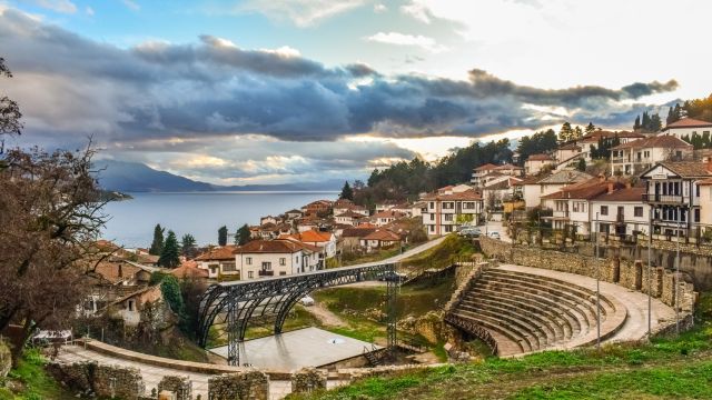 Altes römisches Theater in Ohrid am gleichnamigen See