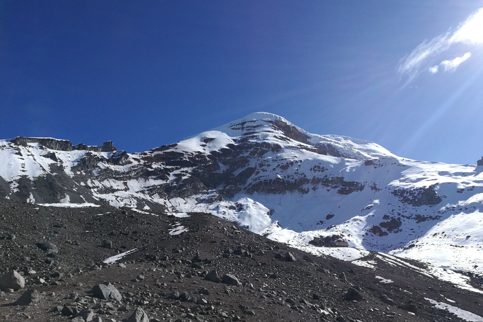 Blick zurück auf den gerade bestiegenen Chimborazo