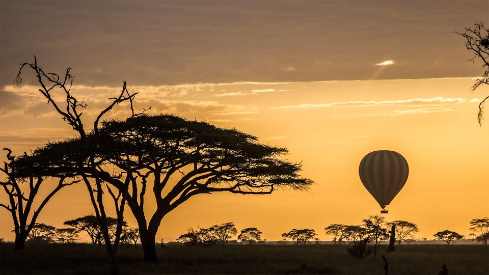 Ballon über der Serengeti zur Morgendämmerung