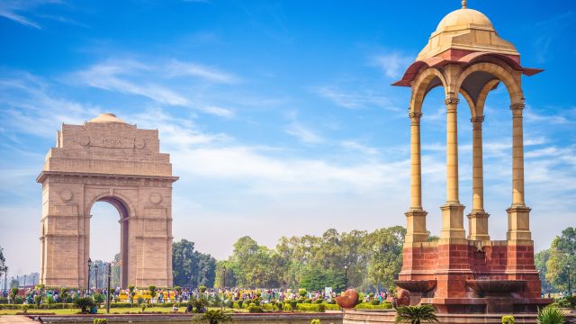 Blick auf das India Gate in Delhi.
