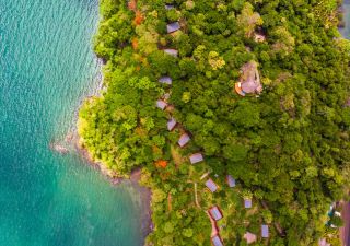 In einem weitläufigen Regenwaldareal verteilen sich die Glampingzelte der Isla Chiquita