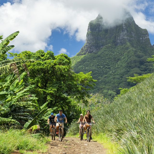 Fahrradtour durch die Natur auf der Insel Moorea in Französisch-Polynesien