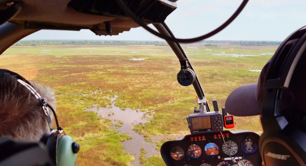 Helikopterflug über das Moremi-Reservat