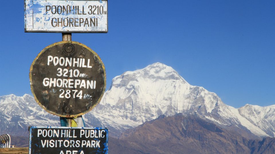 Der Aussichtsberg Poon Hill bietet einen spektakulären Blick auf den Dhaulagiri (8167m)