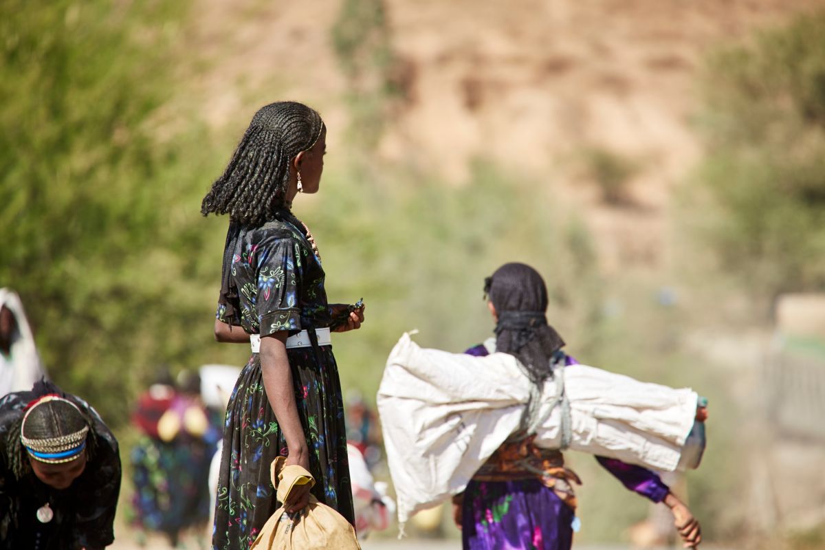 Auf dem Weg zum Sonntagsmarkt in Senbete in der Amhara-Region
