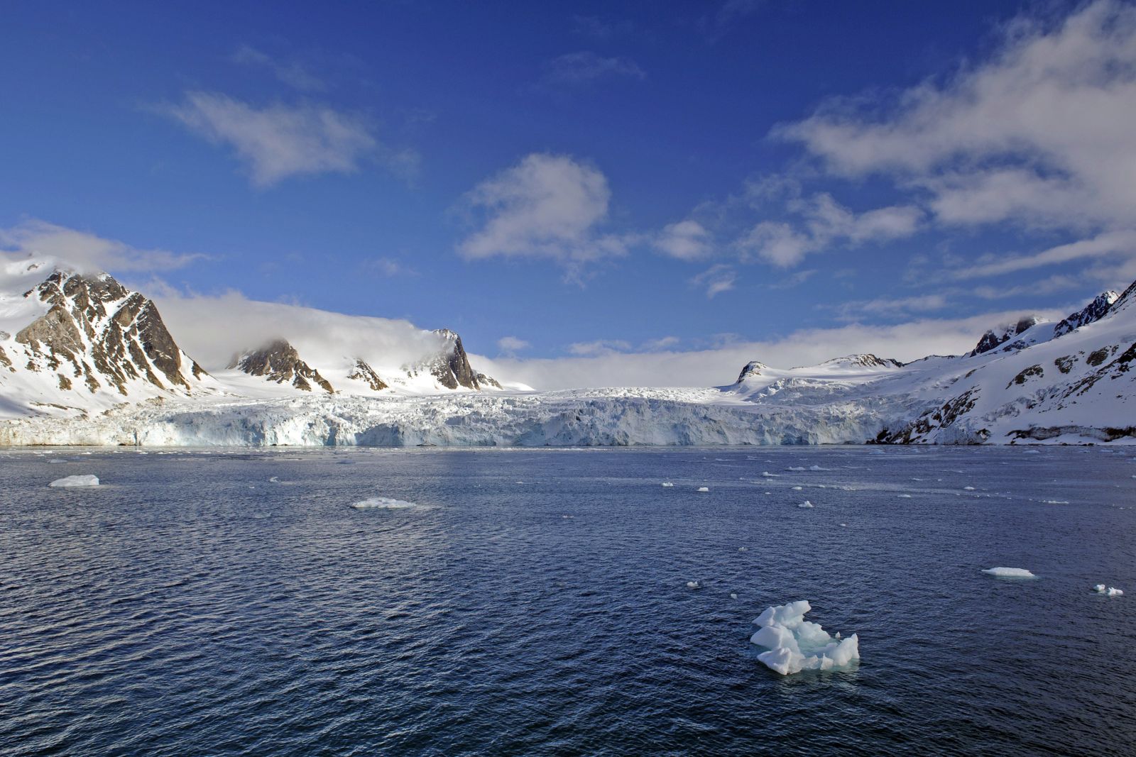 Blick auf den Gletscher am Ende des Fuglefjords