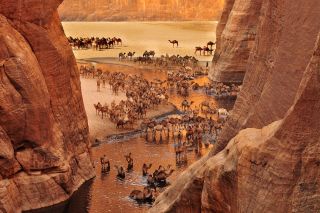 Das Guelta d'Archei auf dem Ennedi-Plateau im Nordosten des Tschad