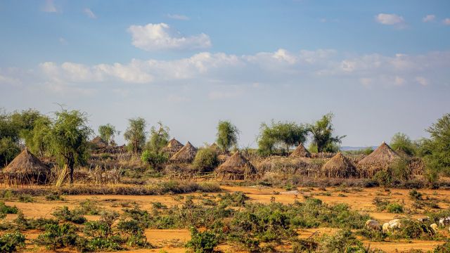 Häuser des Stammes der Hamer in Südäthiopien