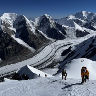 Aufstieg am Khan Tengri oberhalb Lager 2